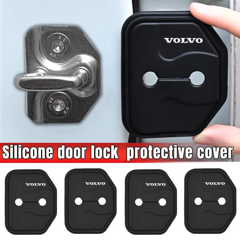 4PCS  Silica Gel Car Door Lock Cover Protect Buckle Cover Anti Rust Accessories For Volvo XC90 V90 V60 XC60 V40 S80 S60 C40 XC40