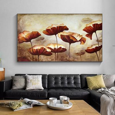 Toile Art peinture feuille de Lotus fleur idyllique décor créatif photo moderne Vintag décoration pour salon huile plante photos