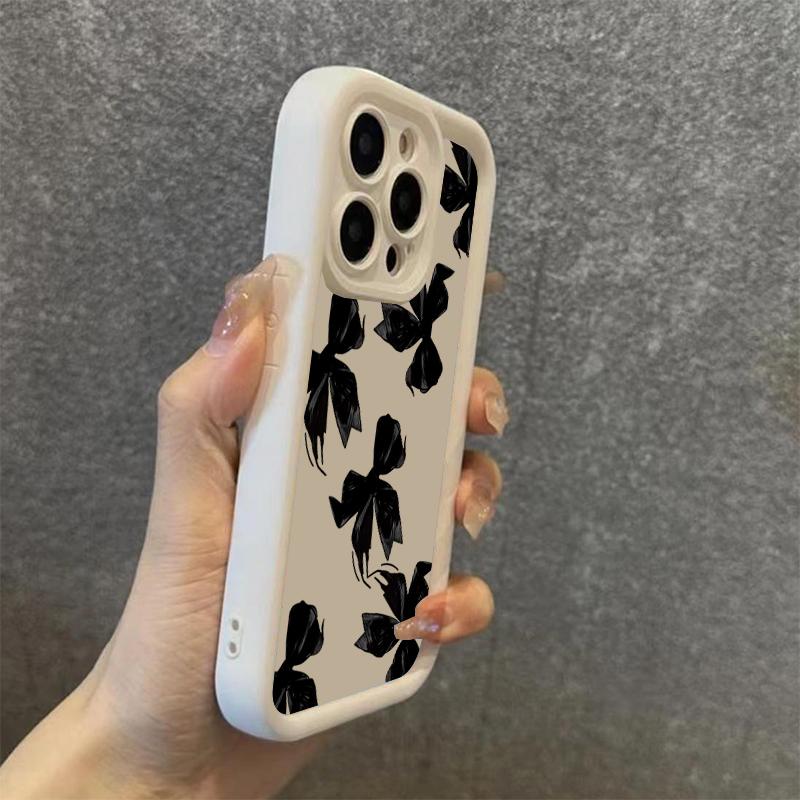 Cute Bow Pattern Silicone Soft Phone Case For iPhone 17 16 15 14 13 12 11 Pro Max 17 Air 16E XS X XR 7 8 Plus Shockproof Cover
