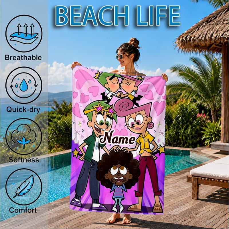 Custom Name Friendship Through Time Beach Towel Microfiber Beach Towel, Lightweight and Quick-Dry, for Summer Travel, Swimming Pool Gift