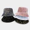 Basin Hat Women's Fashion Sequins Show the Face Small and Versatile Double-sided Sun Hat European and American Personality Street Bucket Hat Sunscree