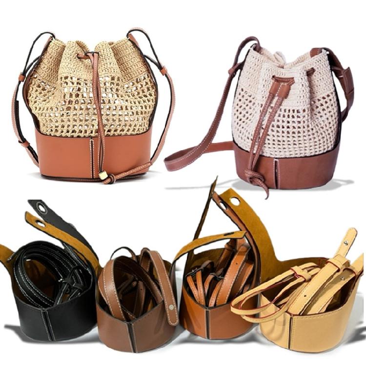 PU Leather Shoulder Bag Knitting Kits DIY Crochet Bag Making Bag Handles Zipper Bag Bottom Shaper for Crochet Handbags