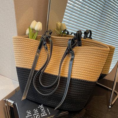 Large Capacity Straw Woven Bag Women Beach Bag Women Shoulder Bag Women Ins Commuting Tote Bag Women