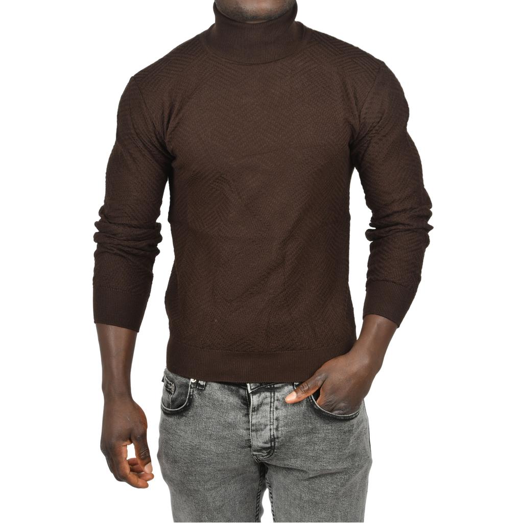 DeepSEA  Desenli Dar Kesim Tam Balıkçı Yaka Triko Boğazlı Kazak 2505510