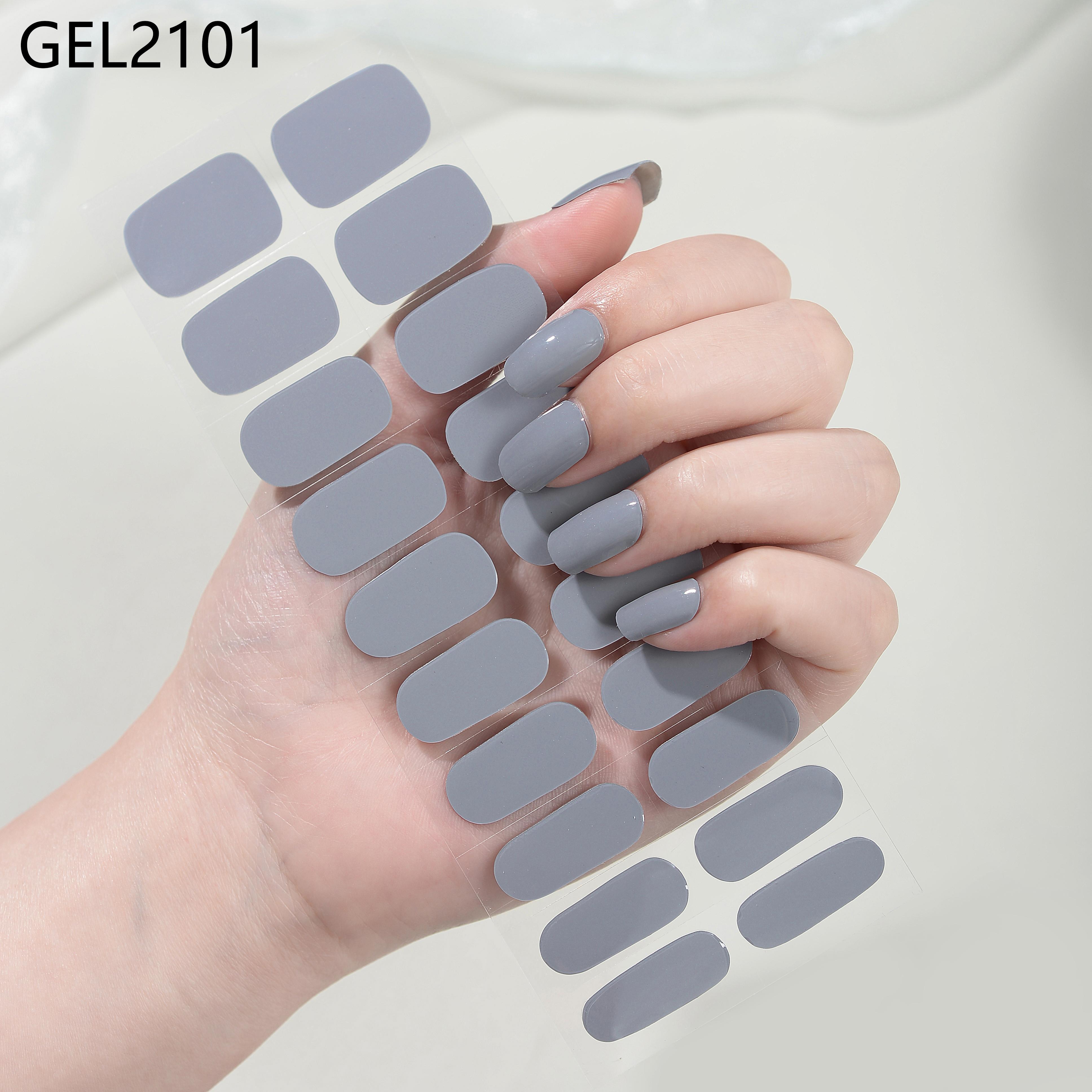 Custom Logo Semi Cured Gel Nail Sticker Waterproof Full Cover Gel Nail Wraps