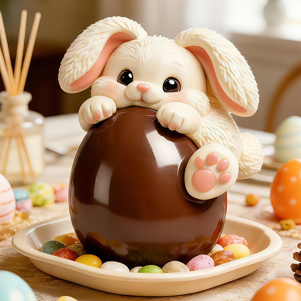 Flexible Silicone Mousse Cake Molds Rabbit Eggs Shaped Shape Chocolate Baking Mould Bakeware for Parties and Celebration