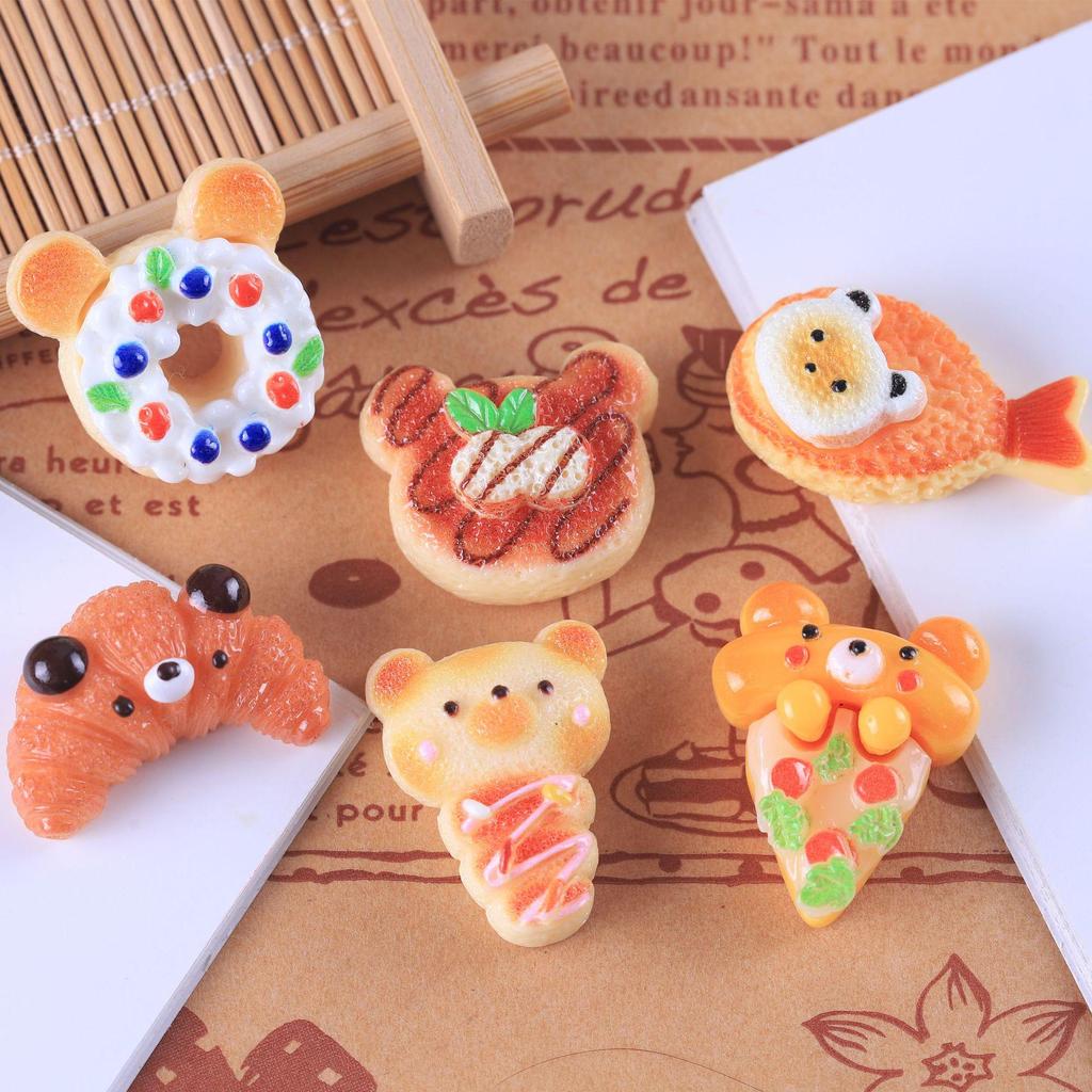 Childlike DIY Cream Bread Cake Keychain Pendant - Resin Craft Accessories