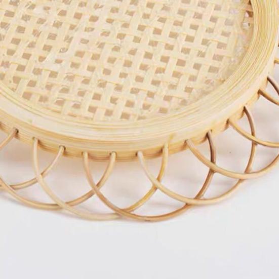 Rattan Coaster Retro Exquisite Bamboo Flower Shaped Coffee Boho Coasters Living Room