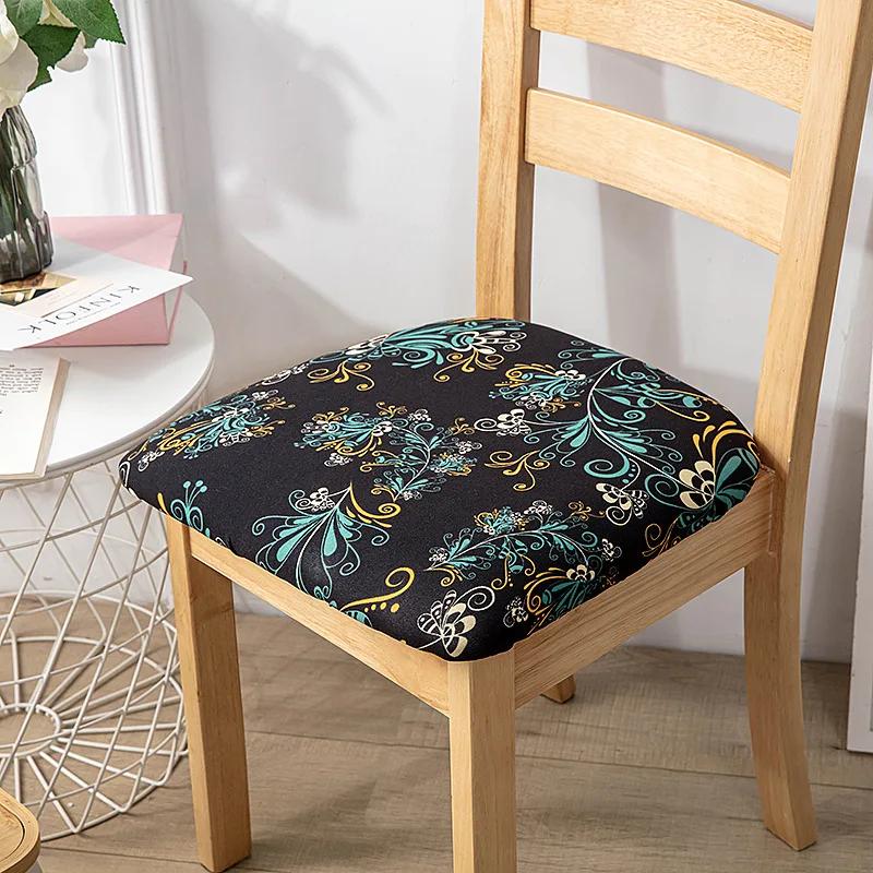 Stretch Printed Chair Seat Cushion Covers For Dining Room Chair Cover For Wedding Banquet Seat Chair Slipcover Home Decor