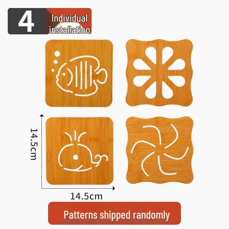 Cartoon Wooden Heat-Resistant Non-Slip Coaster and Placemat for Kitchenware