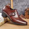 Men's Shoes Retro High Heels Large Size Business Dress Leather Shoes Men's Fashion Cuban Shoes Large Size Casual Shoes