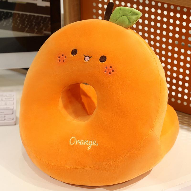 

Подушка для обеденного перерыва в офисе с отверстием, дышащая подушка, студенческая подушка для сна, милая форма фрукта, подушка двойного назначения 30*30cm оранжевый