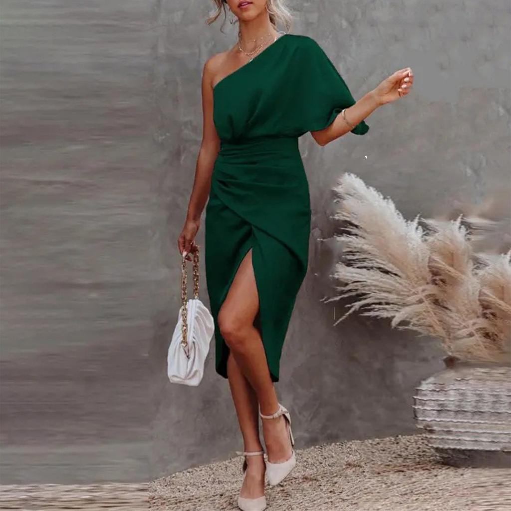 Women's Summer Fashion Sexy Sleeveless Off Shoulder Bag Hip Dress