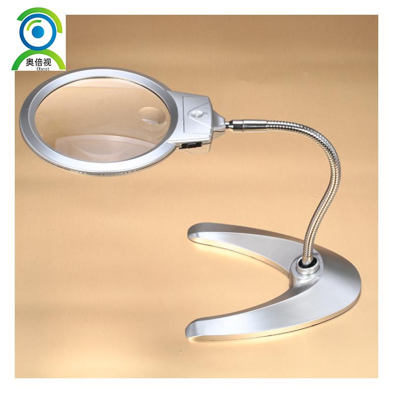 MG4B-9 2.25x 5x Lampada Lente d'Ingrandimento in Plastica Portatile da Scrivania a LED per Lettura