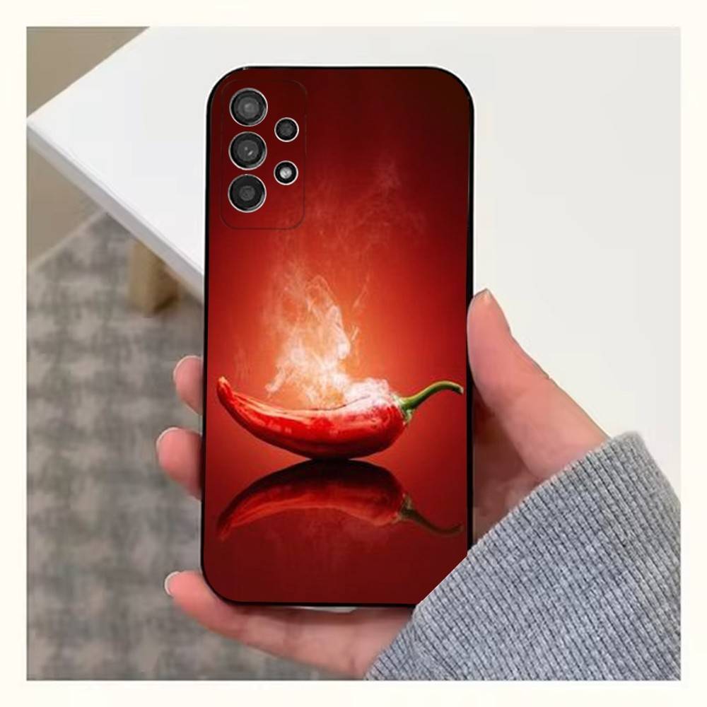Pattern Red Chilli Pepper Case For Samsung S23,S25,S20,S10,S9,S21,S24,S22,Ultra,FE,Plus,Lite,Soft Silicone Black