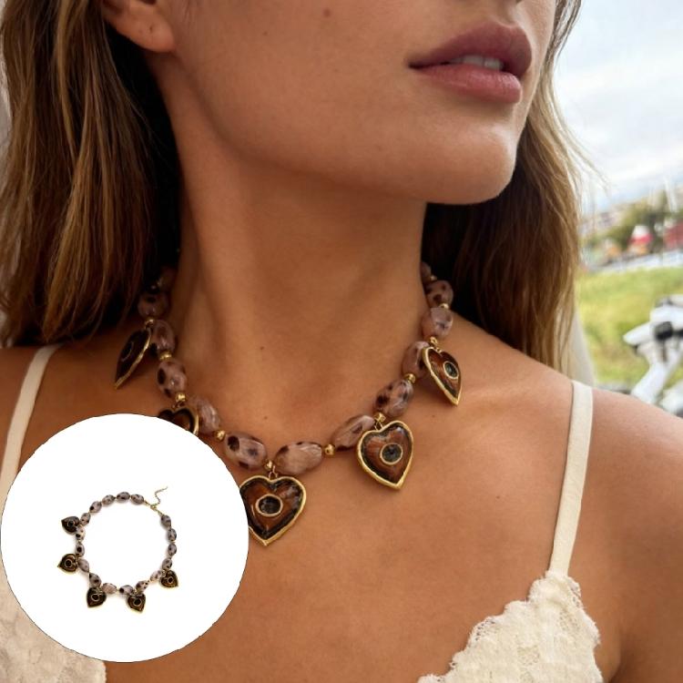 Retro Heart Evil Eyes Necklace Stainless Steel Adjustable Chain Jewelry For Women Vintage Layer Versatile Accessory