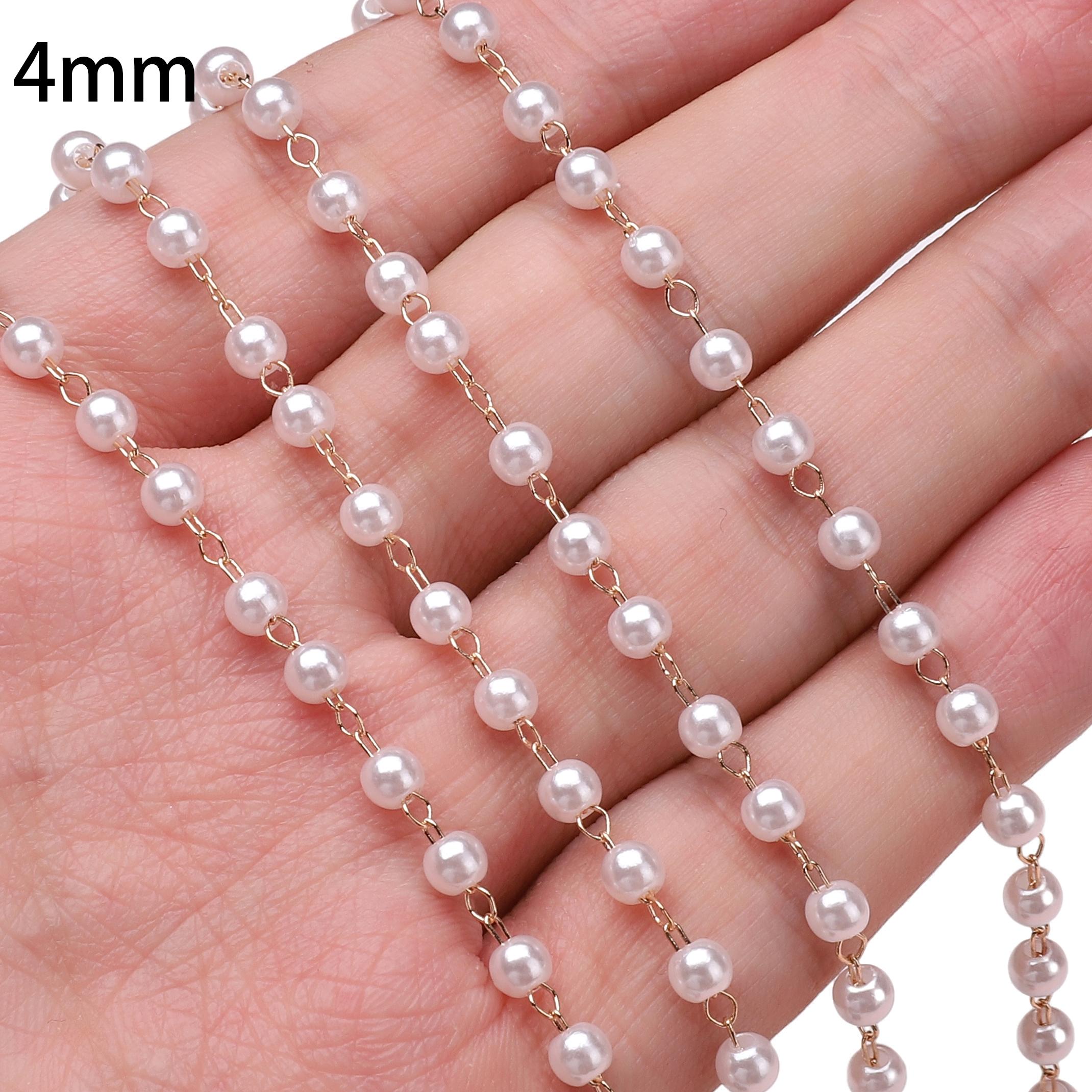 

50 см ABS круглые искусственные жемчужные бусины цепочка для самостоятельного изготовления ювелирных изделий аксессуары для украшения дома 4mm золотой