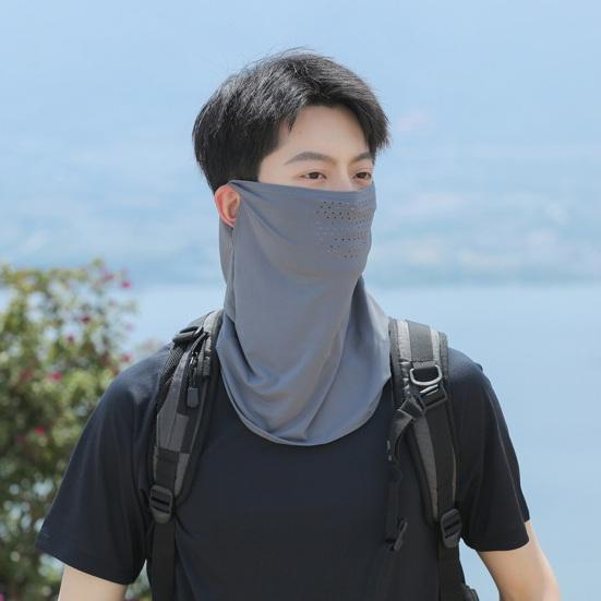 Eis Seide Sonnenschutz Gesichtsschutz, Vollgesichts Sonnenschutz Gesichtsschutz, Nacken Schlüsselbein UV-Schutz mit Ohrschlaufe, für Wandern, Angeln & Outdoor