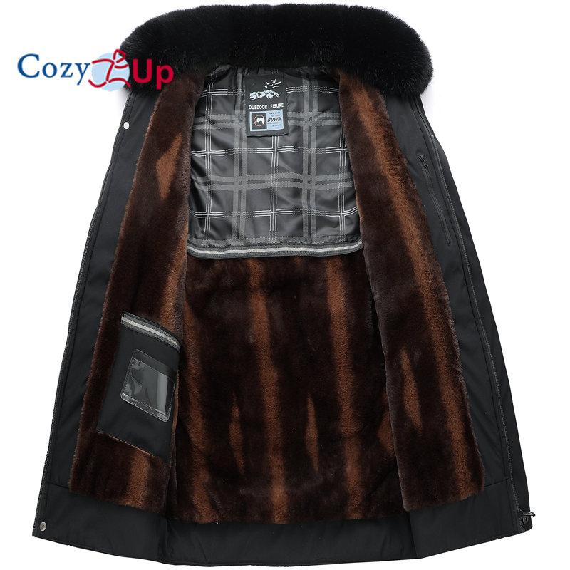 Cozy Up Parka caldă pentru bărbați de iarnă, haină groasă, guler mare de blană, culoare solidă, jachetă pentru bărbați, ocazional, subțire, buzunare mari