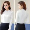 Plush Thickened Long Sleeve Lace Shirts Women's Autumn Winter Slim Fit Tops Large Size Warm Blouses