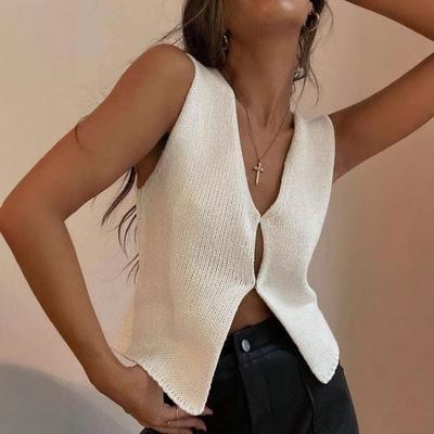 Sexy Weste für Damen Sommer Neu Ärmellos Heißes Mädchen Gestricktes Oberteil Cardigan Mode