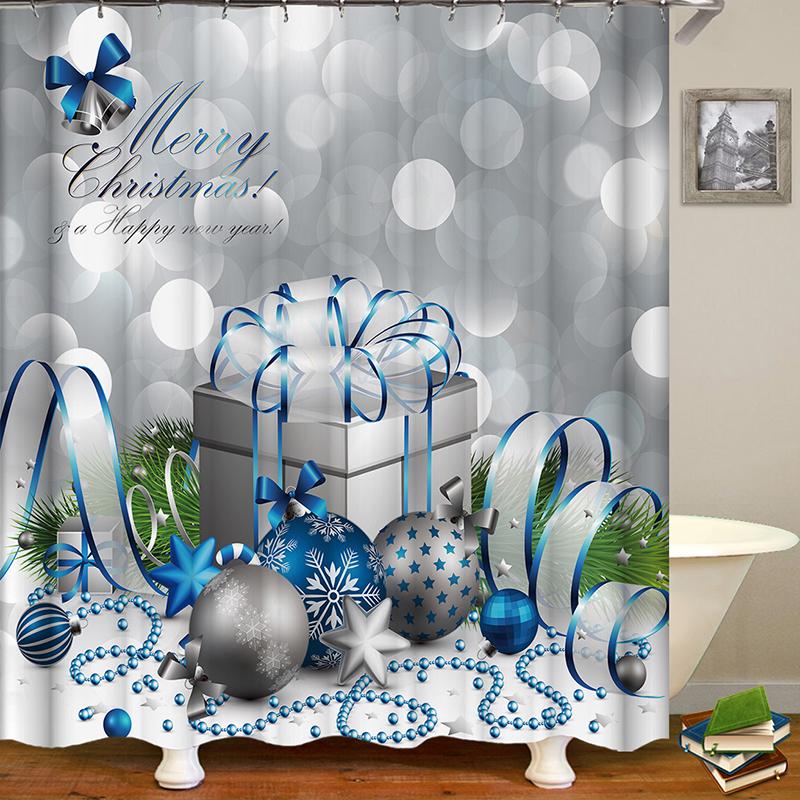 

Boxes Christmas Gift In Snow Bathroom Shower Curtain Waterproof Fabric 12 Hooks C