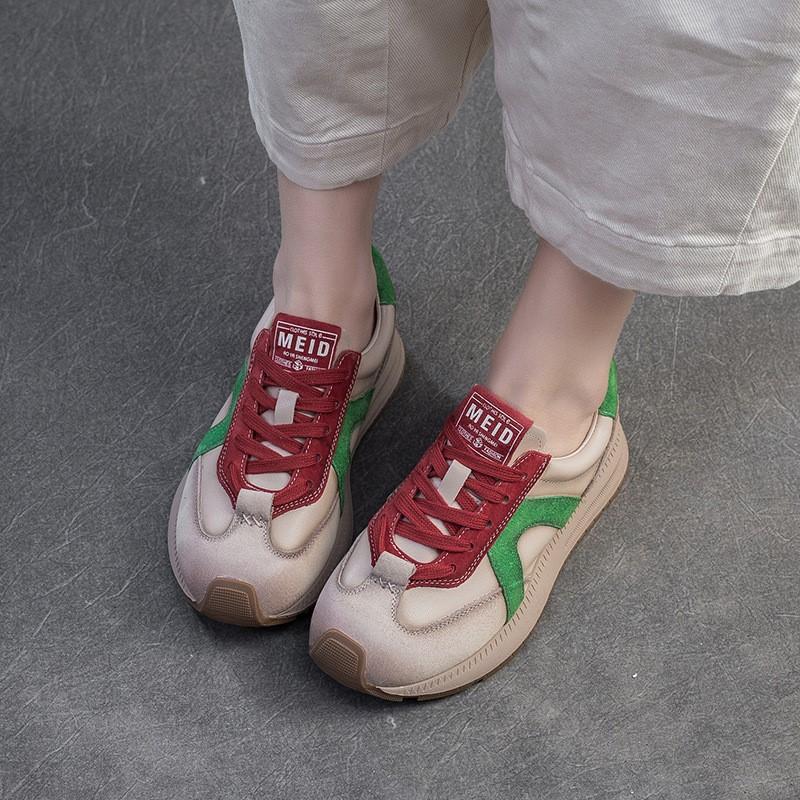 Johnature Sneakers Casual Mixed Colors Sports Shoes Genuine Leather Fashionable Comfortable Women's Shoes