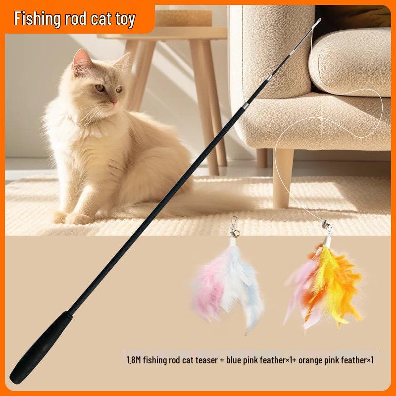 1.8m Extra Long Retractable Cat Teaser with Replaceable, Bite-Resistant Head – Perfect for Relieving Cat Boredom