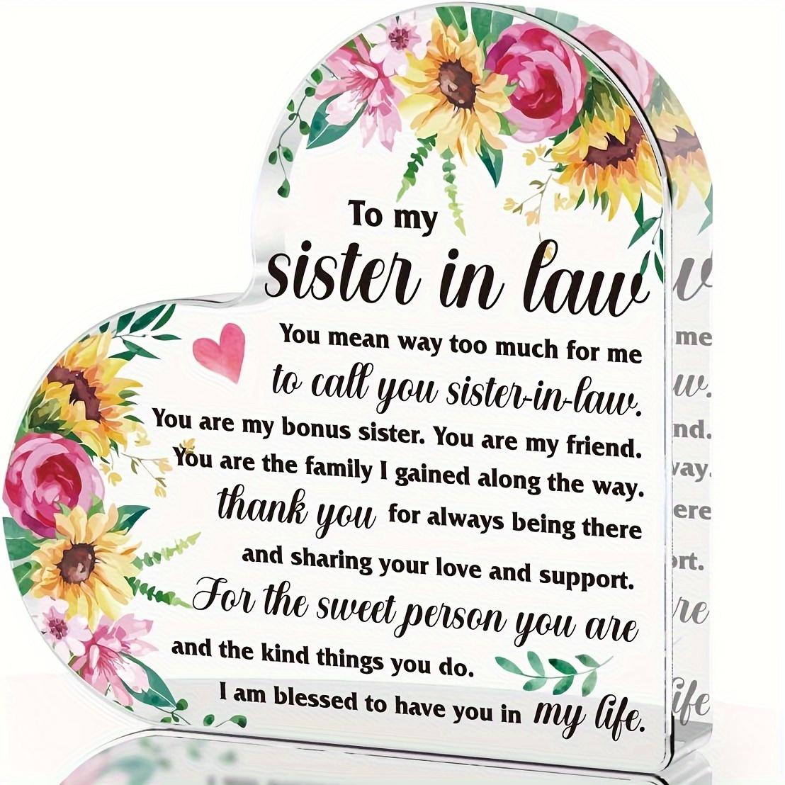 

2D Flat Heart Keepsake Acrylic Sign Desk Decor, Gifts, Sister in Law Birthday Gifts From Sister Brother Inspirational Gifts for Women Sisters 10*10cm