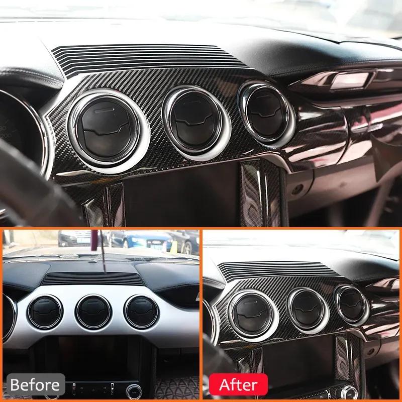 5 Stück Carbonfaser Auto Hauptantriebsseite Armaturenbrett Instrumententafel Rahmen Innenraum Dekoration Aufkleber Für Ford Mustang 2015-