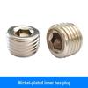 Galvanized Nickel-Plated Hex Socket Pipe Cap Plug - PT/NPT Screw Sizes 1/8, 1/4, 3/8, 1/2 Inch