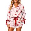 Women's Christmas Pajama Set with Button Down Shirt and Shorts Sleepwear