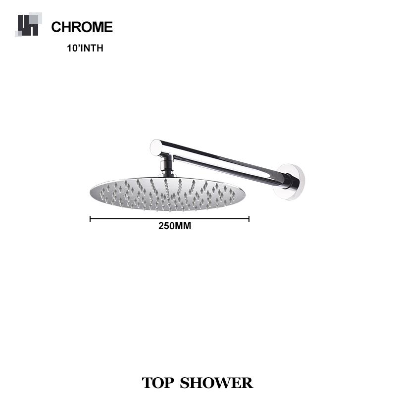 High Quality Brushed Gold 10 Inch Stainless Steel Rainfall Shower Head Bathroom Square Round Showerhead Arm Accessory G1/2
