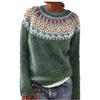 Ladies' Fashion Sweater, Round Neck, Color-block, Loose Pullover Long-sleeved Knitted Shirt Top