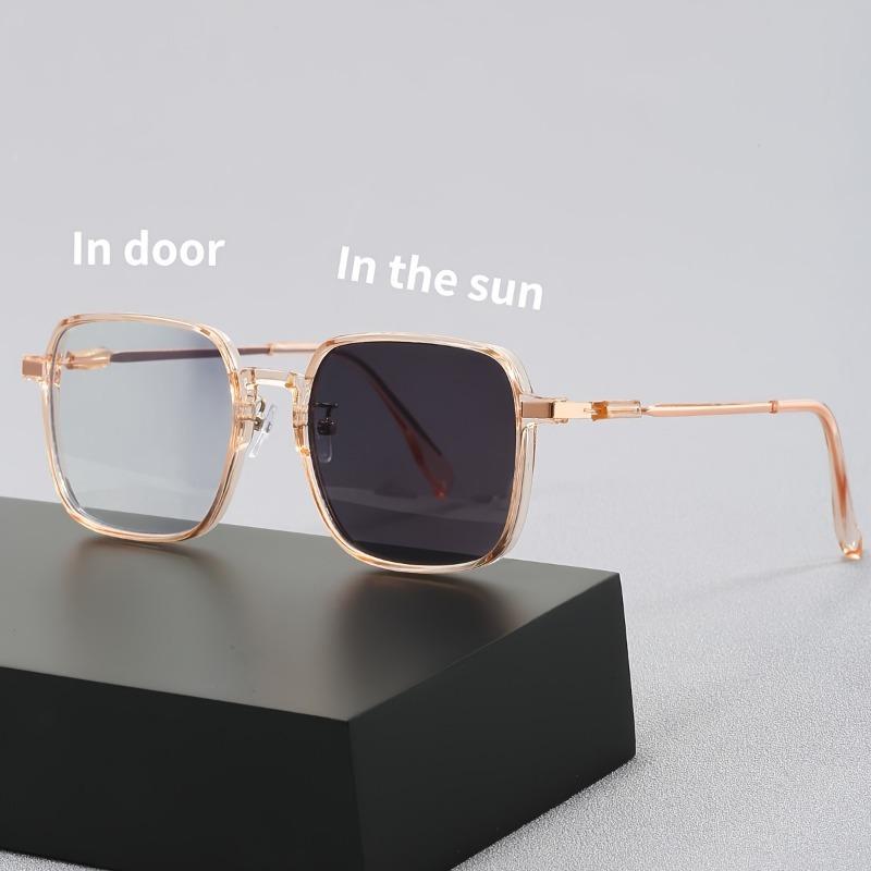 1 Pair Unisex Square Light-Sensitive Color-Changing Glasses for Phone & Computer - Stylish and Versatile Eyewear