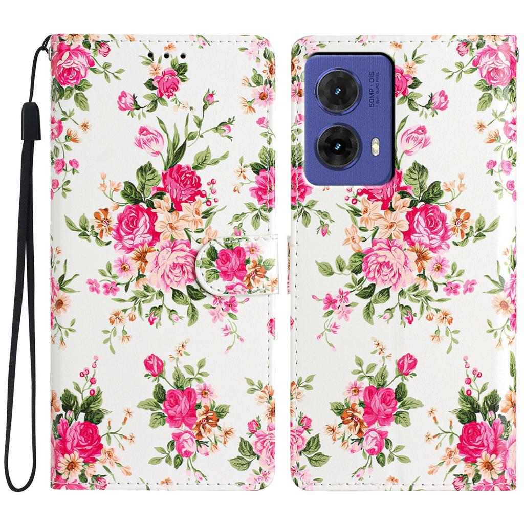 For Motorola Moto G85 5G Wallet Case PU Leather Pattern Printing Stand Phone Cover with Strap