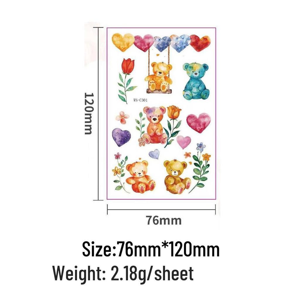 Fairy Tale Glitter Tattoo Stickers: Waterproof Butterfly, Unicorn & Bear Designs