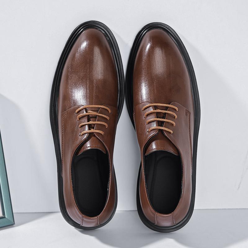 Business Formal High Quality Leather Flats Shoes Men Casual Low Top Solid Wedding Shoe Fashion Oxford Shoes Pointed Office Shoes