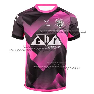 Rugby 2025 Muži a Ženy Nové Castleford Tigers Sportovní oblečení Anglie Móda Krátký rukáv Volné Prodyšné Tričko