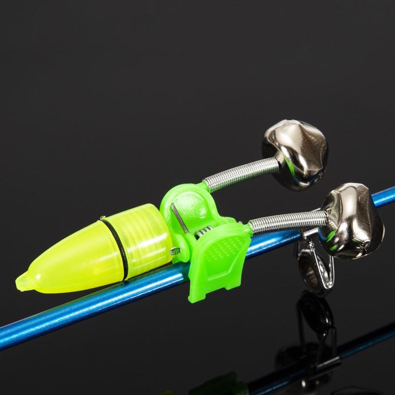 10Pcs/Set Double Bell LED Fishing Bite Alarm Fishing Rod Clip Bell Rod Outdoor Night Fishing Bite Alarm Loud Alert Bell