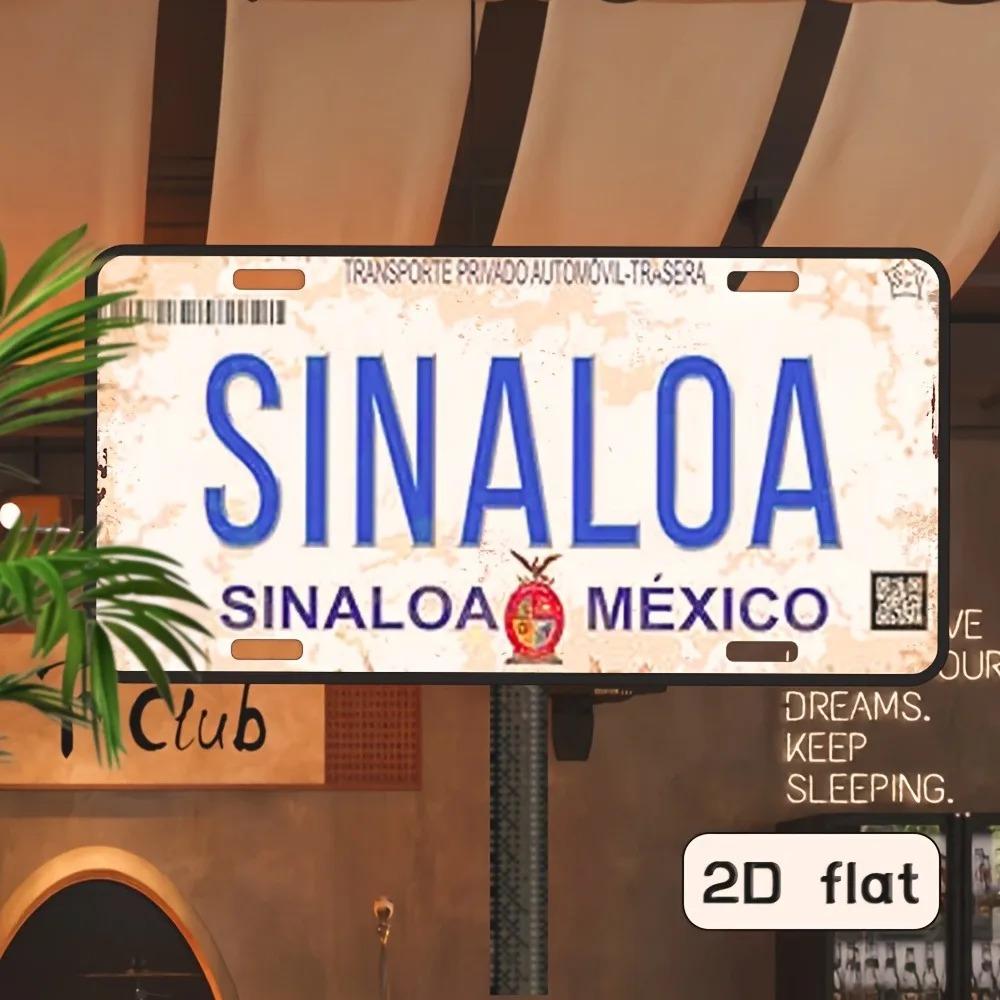 Sinaloa Mexico Metal Wall Art, Vintage Distressed 2D Plaque for Home, Garage, Cafe & Bar Decor