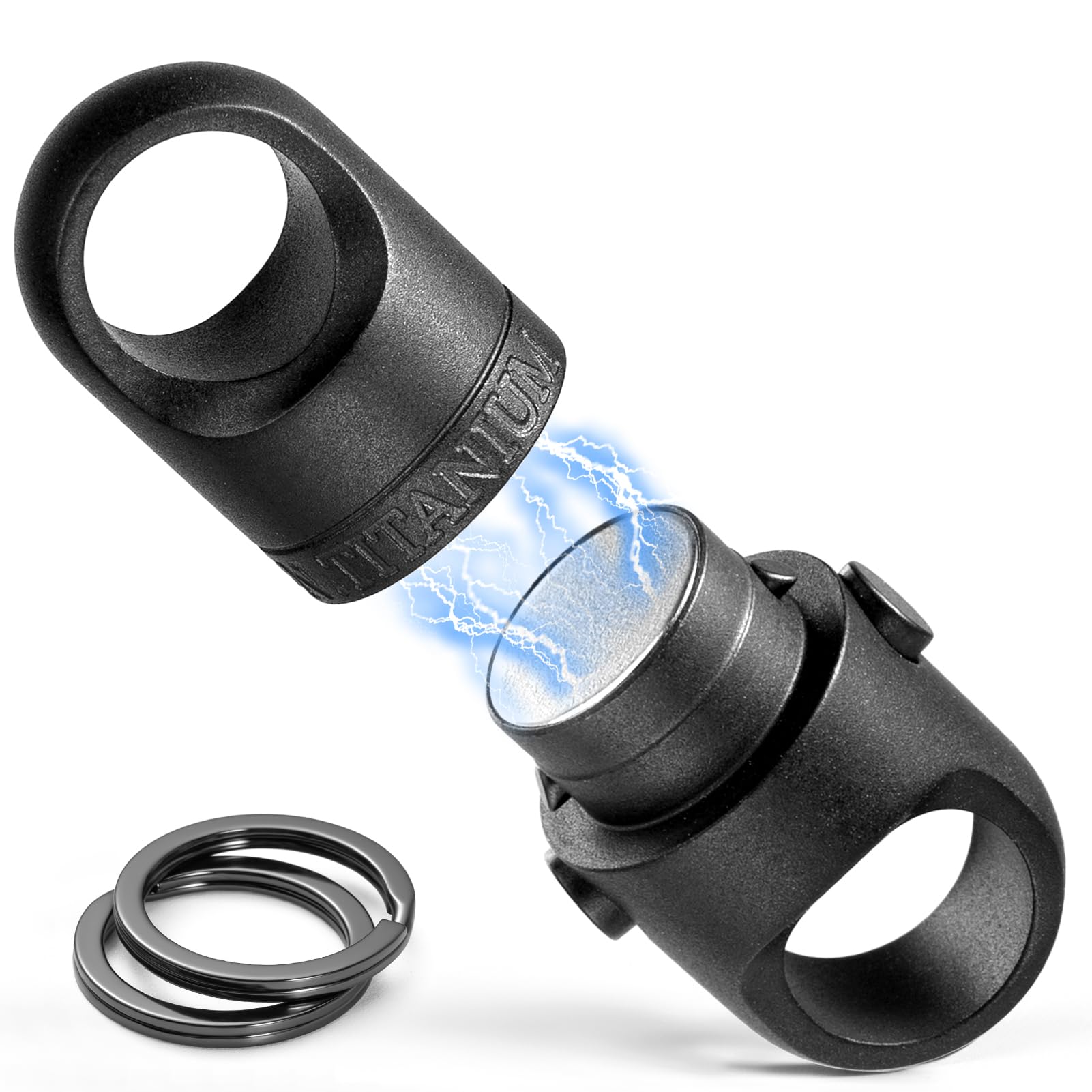 

Титан Магнитный карабин-освободитель Вместимость Сильный магнит Функция блокировки безопасности Вращающийся соединитель Отдельный быстросъемный брелок с кольцом для ключей x 1 Титан