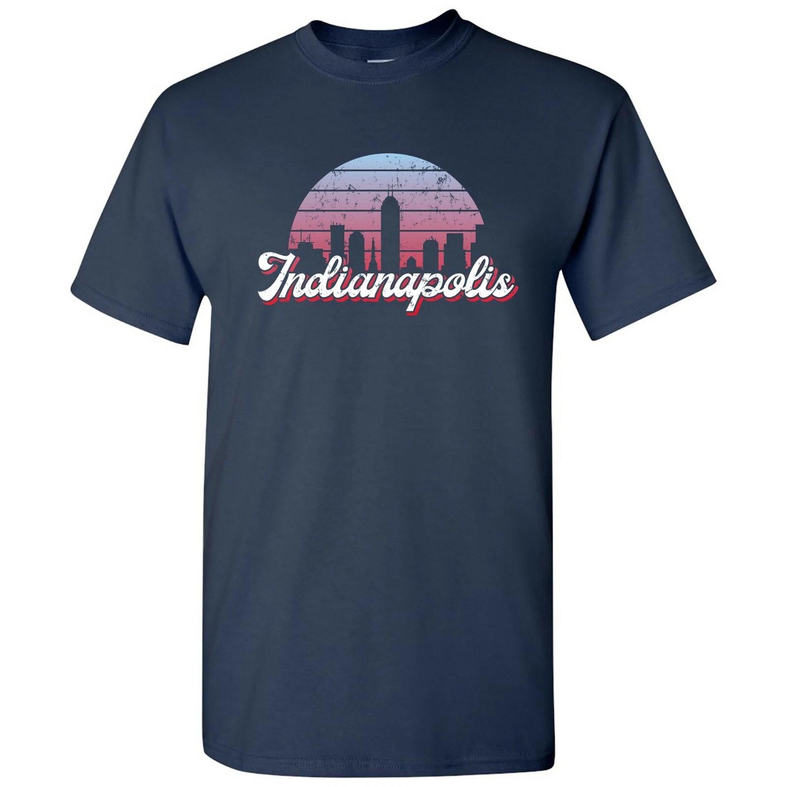 Indianapolis IN Retro Skyline Sunset - Home State Pride Summer T Shirt 3XL