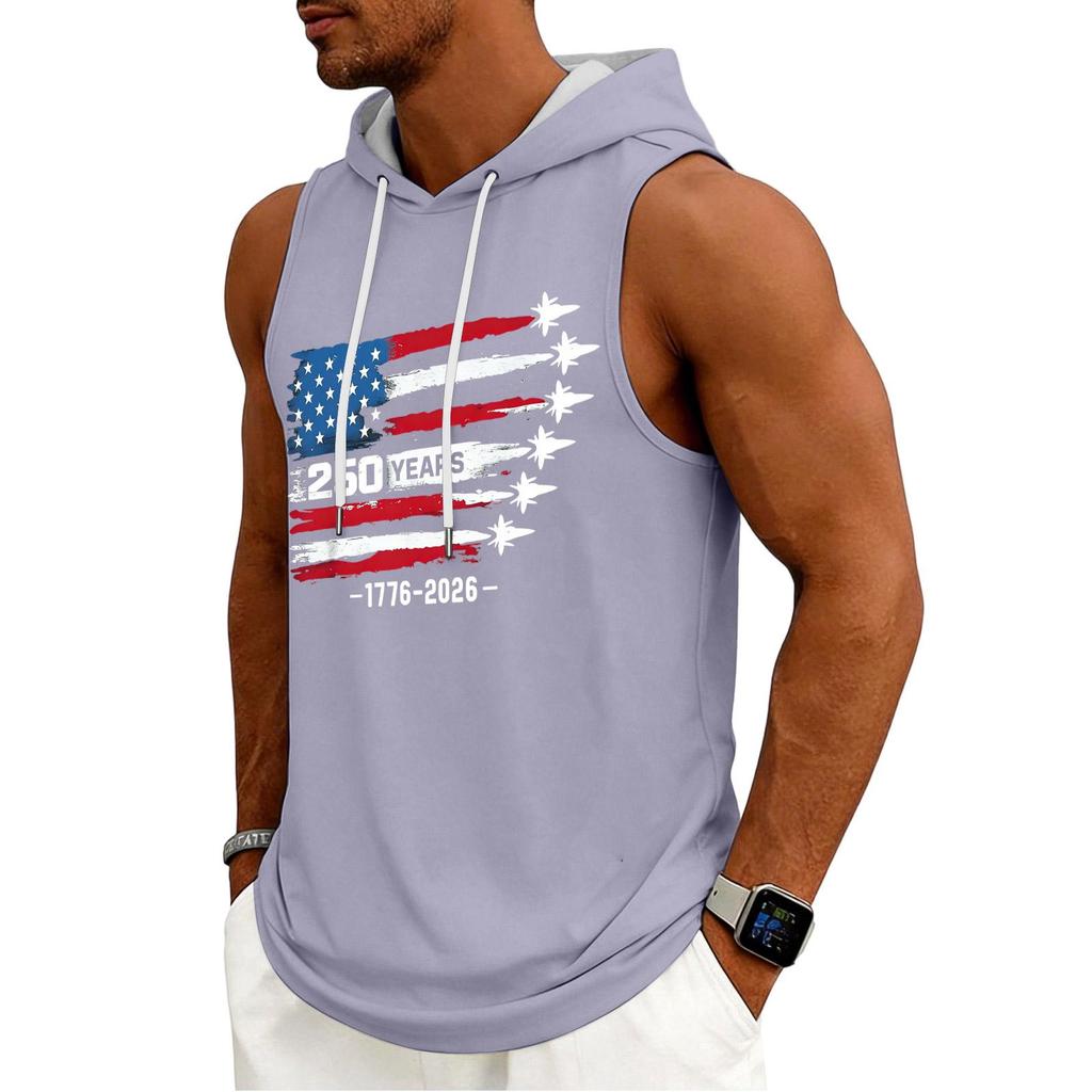 Men's Tank Top Gym Sleeveless Hoodie Shirt Washed Sports Muscle Shirts Fitness Vest With Hood