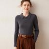 Women's Cashmere Polo Collar Sweater - Autumn/Winter Style with Button Detail