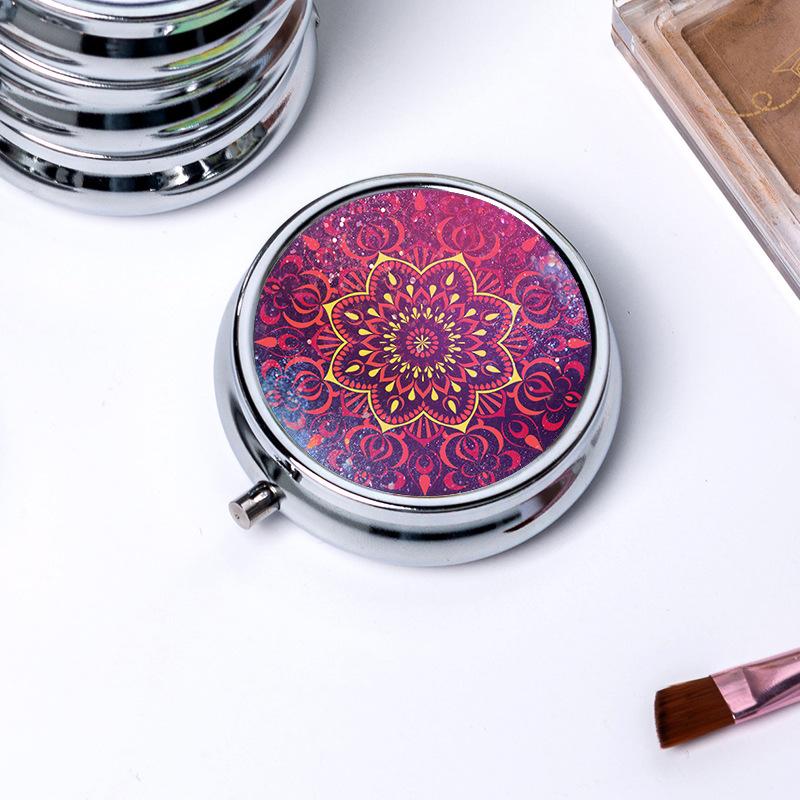 Runder Speicher mit 3 Fächern Einzelnes Fach Metall Kleine Medikamentenbox Schmuckschatulle Faltbar Tragbar Mini-Medikamentenbox