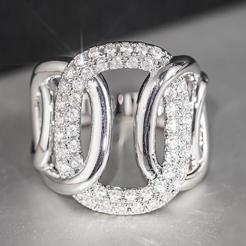 

Huitan Women Rings Copper Color Metal Shiny CZ Creative Design Trendy Accessories Wedding Party Daily Versatile Unique Zircon 6