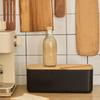 Cutting Board Lid Bread Box With Wooden Lid Spacious Container Rectangular Shape Bread Storage Bin Space Saving Fresh Keeping