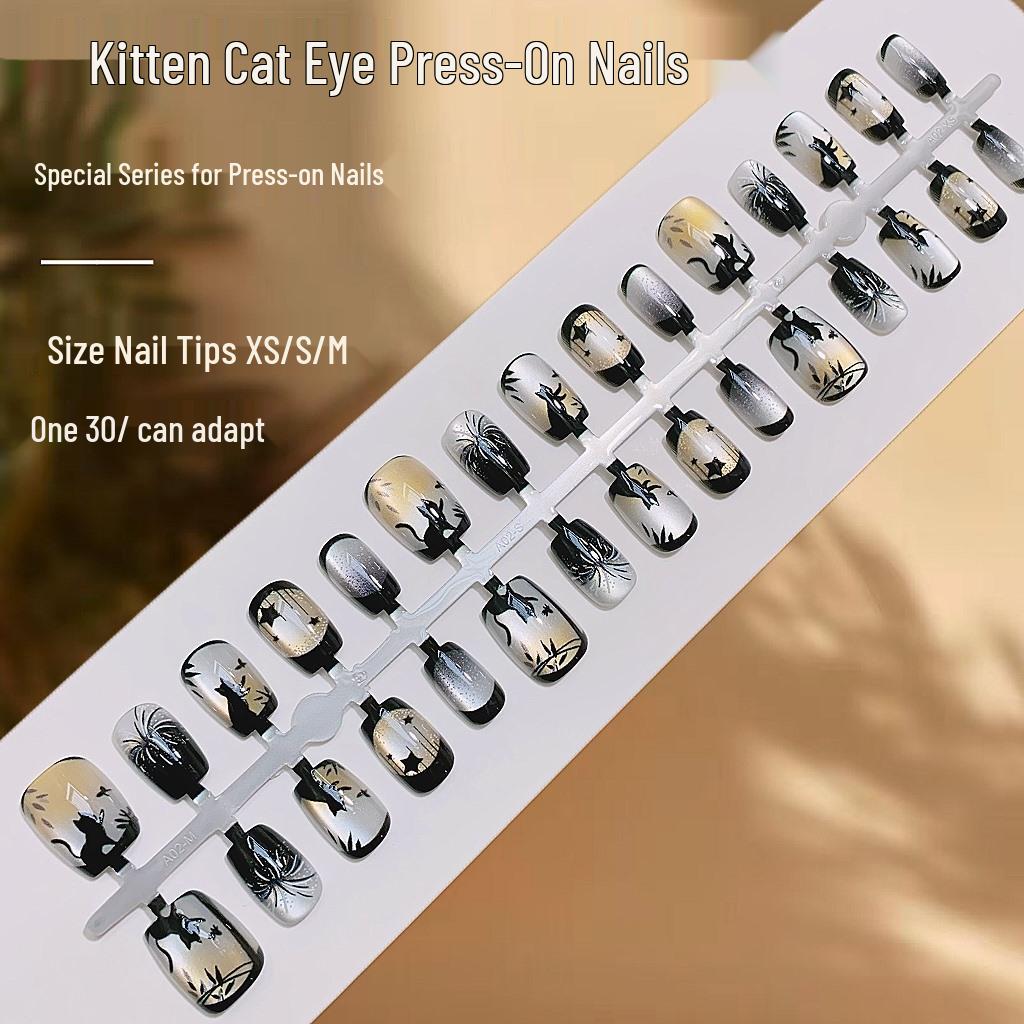 

Kitten & Butterfly Nail Art Stickers: Cute Pet Cartoon False Nails
