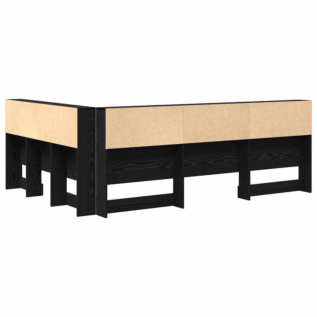 Storage Headboard Black Oak Effect 160 cm Wood Based Material